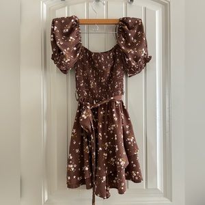 brown floral romper
